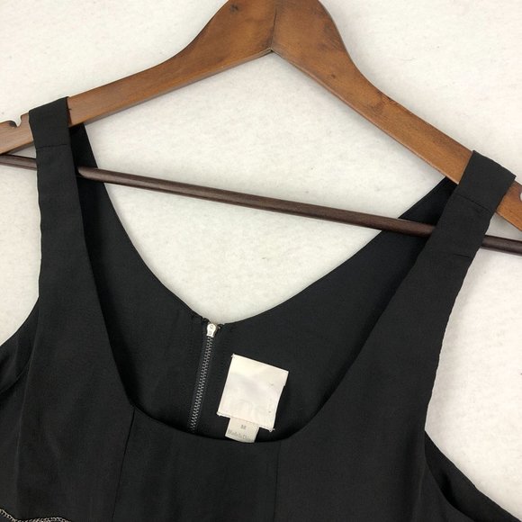 Line & Dot Women's Size Medium Black Chain Detail Sleeveless Crepe Blouse - Picture 2 of 11